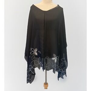 Your Best Look Cover‎ Up Scarf Women's OS Black Embroidered Shawl Wrap  75" x28"